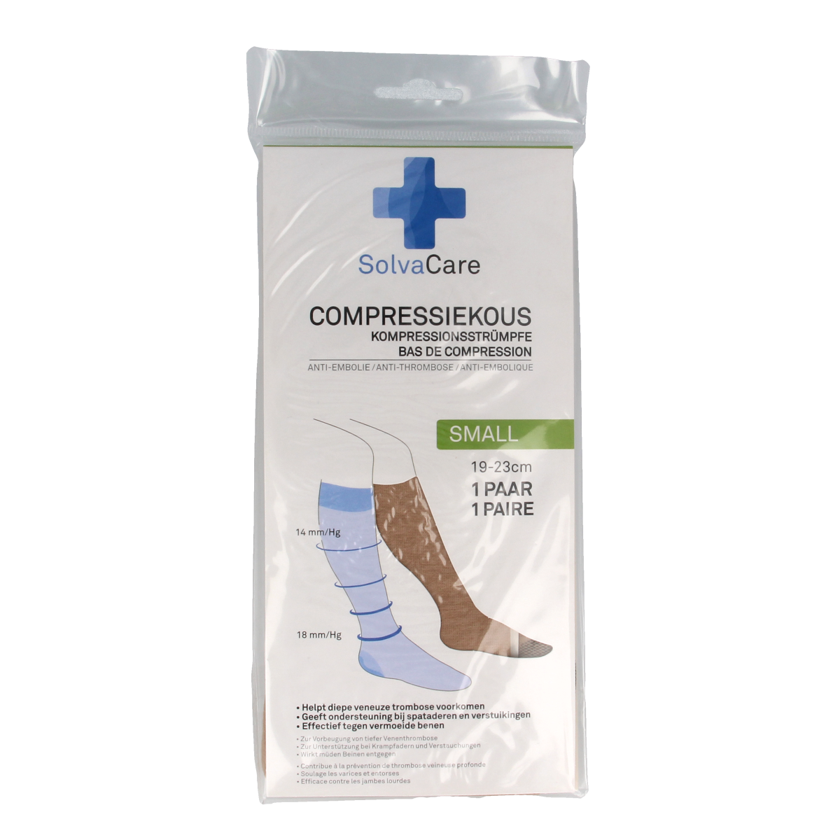 Solvacare Compressiekous beige S 19 - 23 cm 1.00 Paar