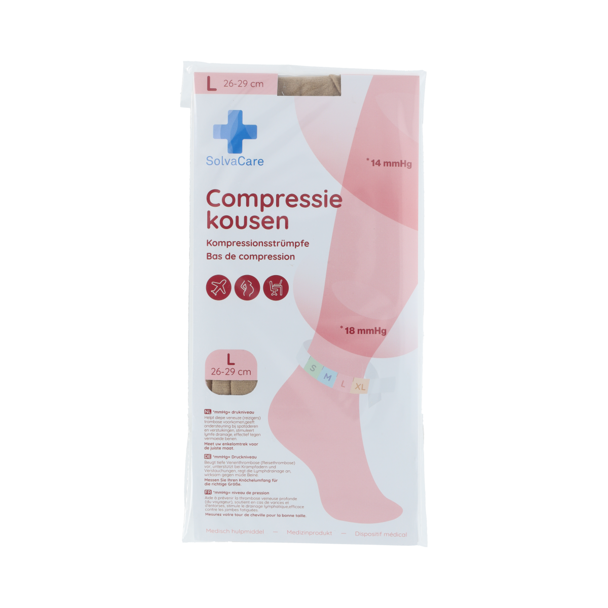 Solvacare Compressiekous beige L 26 - 29 cm 1.00 Paar
