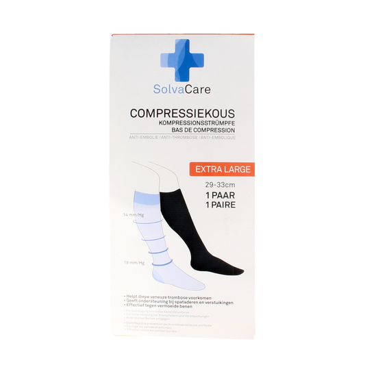 Solvacare Compressiekous zwart XL 29 - 33 cm 1.00 Paar