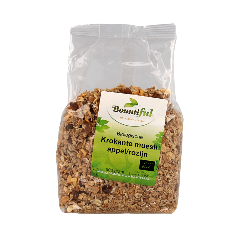 Bountiful Granola appel rozijn muesli bio 500 Gram