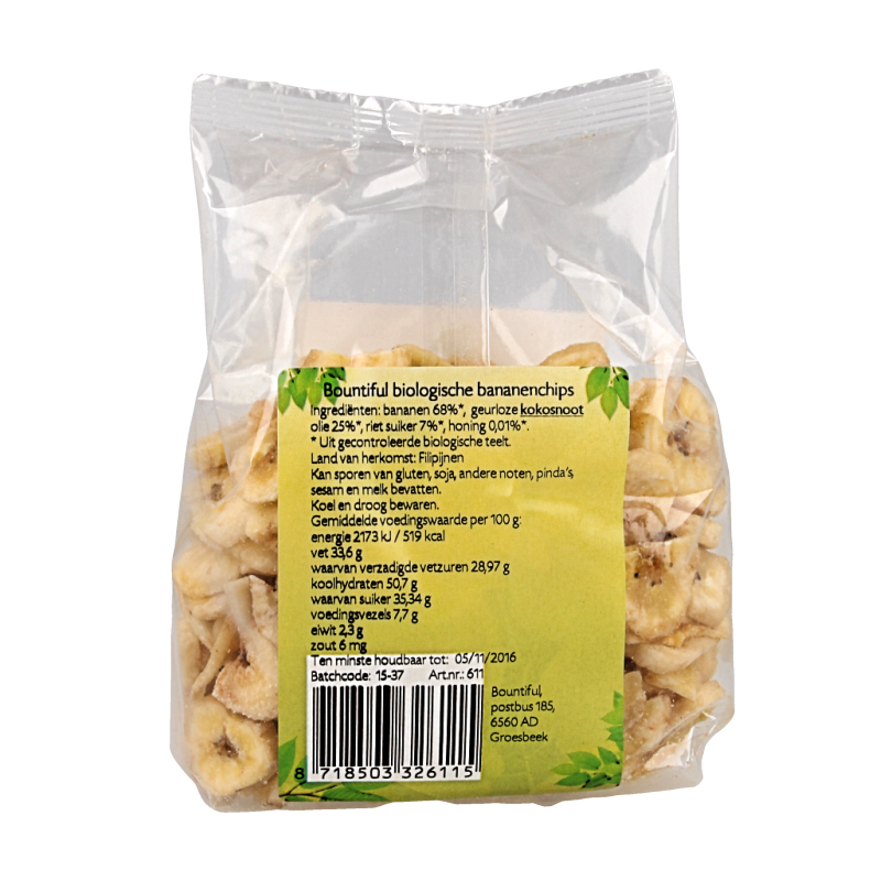 Bountiful Bananen chips bio 200 Gram