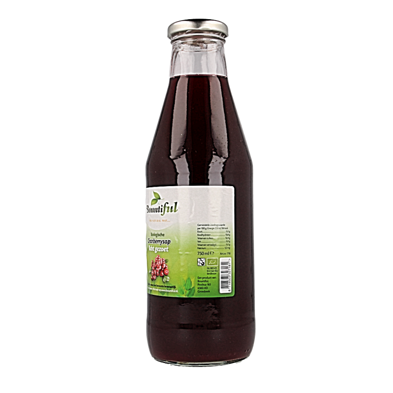 Bountiful Cranberrysap gezoet bio 750 Milliliter