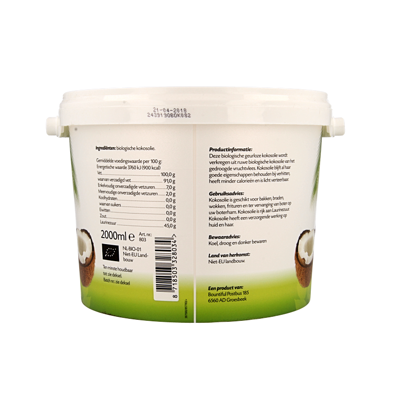 Bountiful Kokosolie geurloos bio 2 Liter