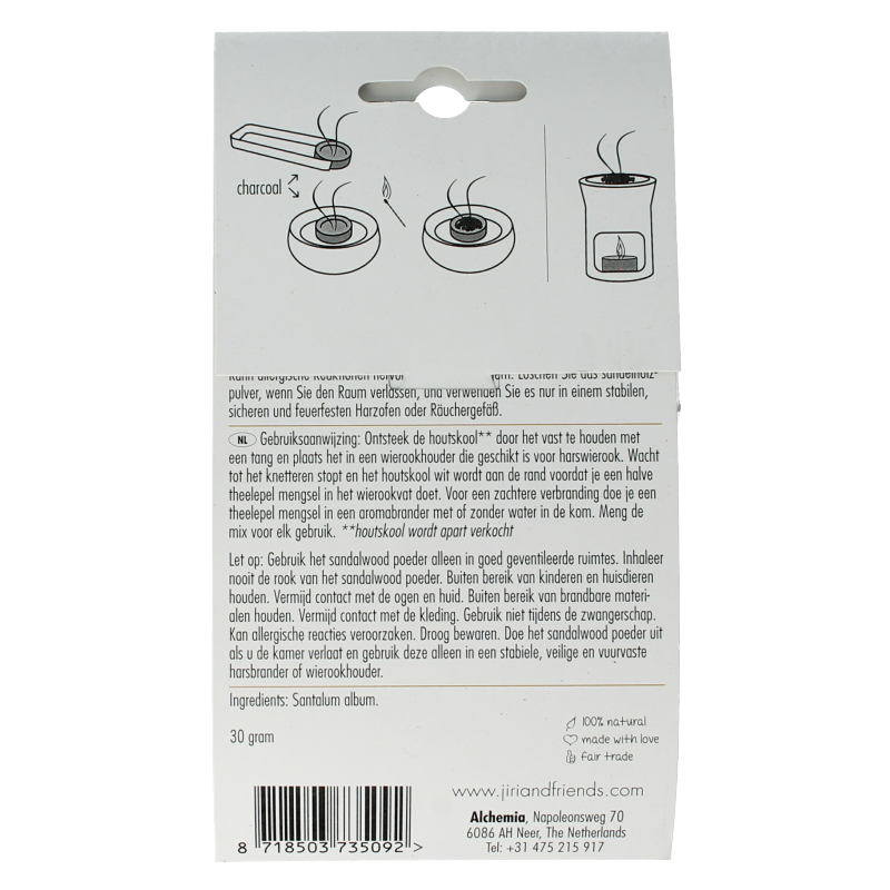 Jiri & Friends Harswierook sandalwood powder 30 Gram