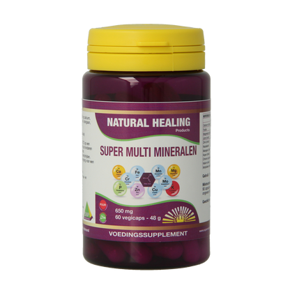 NHP Super multi mineralen 650mg puur 60.00 Vegetarische capsules