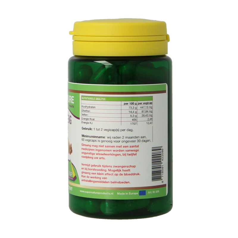 SNP Panax ginseng 500mg puur 60 Vegetarische capsules