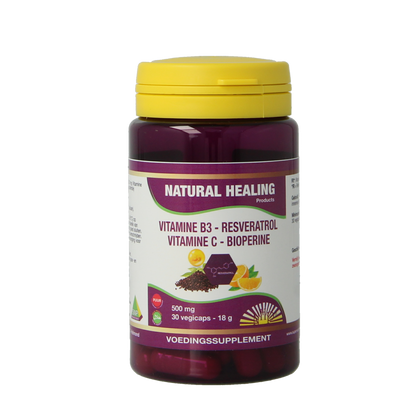 NHP Vit B3 Resveratrol vitamine C bioperine 30.00 Vegetarische capsules