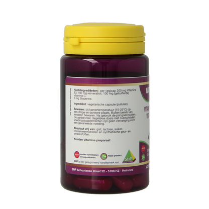 NHP Vit B3 Resveratrol vitamine C bioperine 30.00 Vegetarische capsules