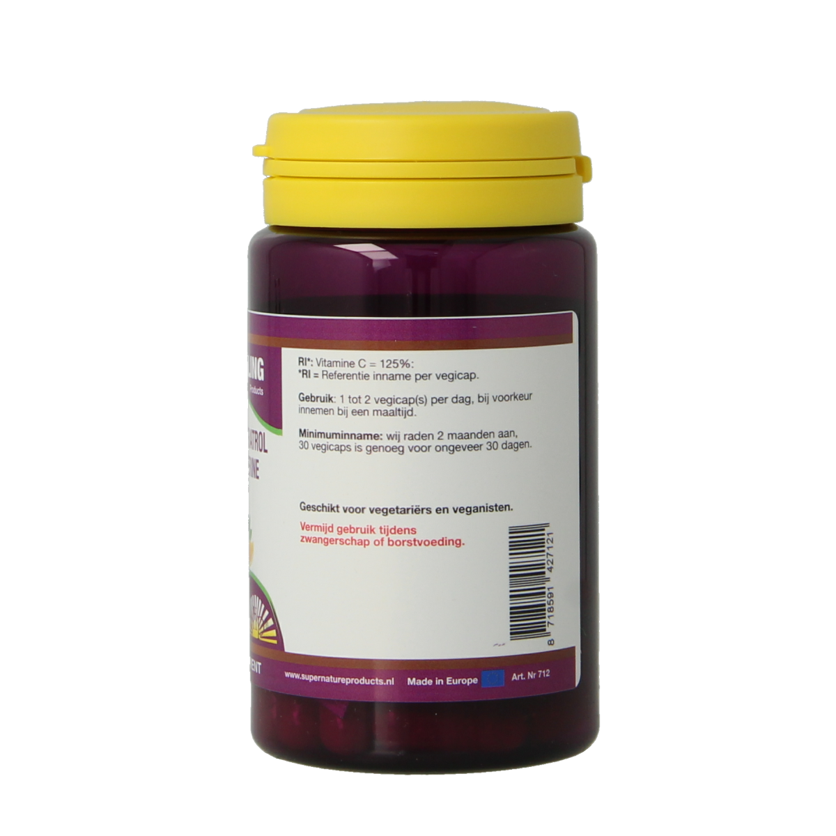 NHP Vit B3 Resveratrol vitamine C bioperine 30.00 Vegetarische capsules
