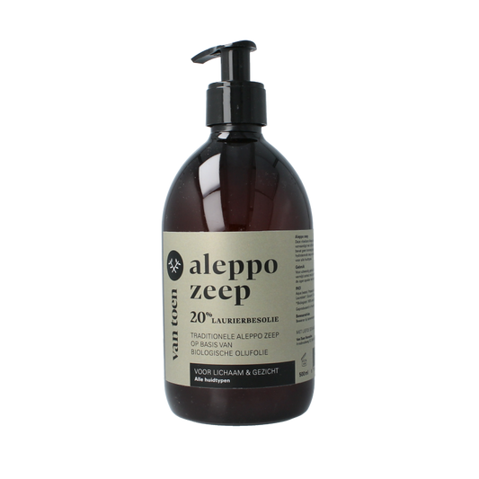 Van Toen Aleppo zeep 20% vloeibaar bio 500 Milliliter