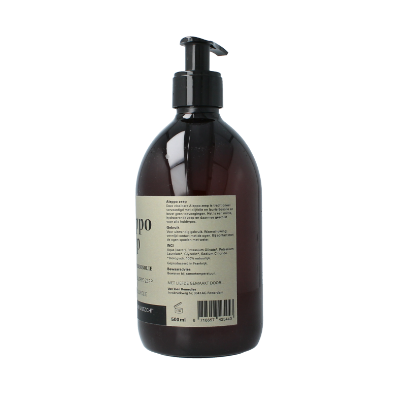 Van Toen Aleppo zeep 20% vloeibaar bio 500 Milliliter
