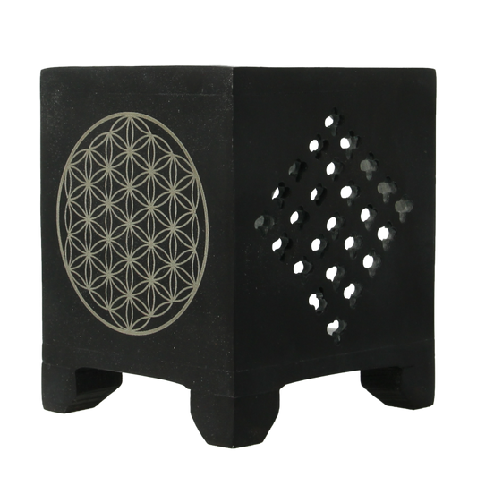 Volatile Wierook en olie verdamper zwart zeepsteen 1 Stuks
