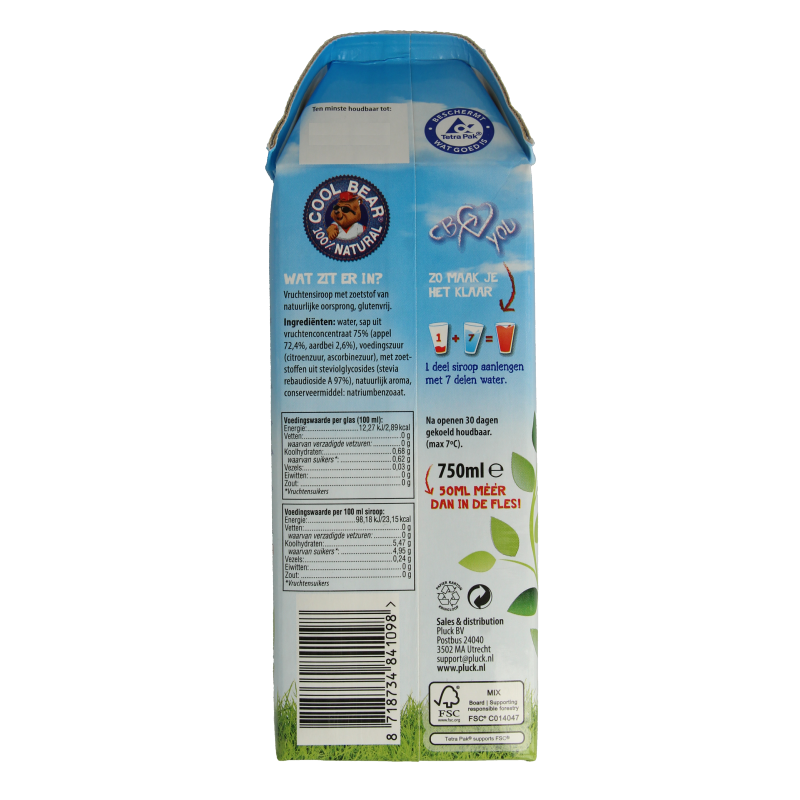 Cool Bear Siroop aardbei-appel 750 Milliliter