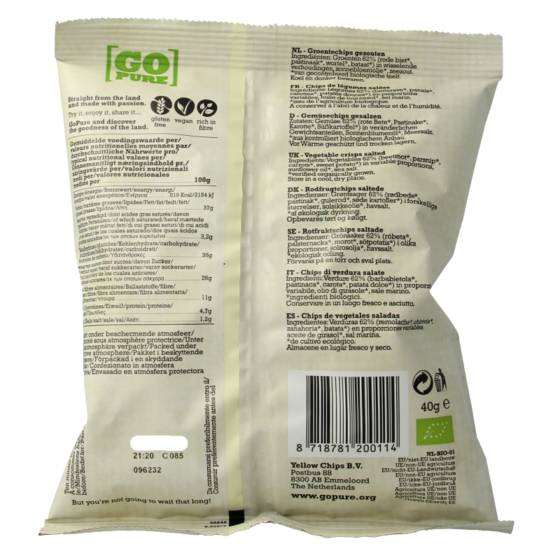 Go Pure Chips groente bio 40 Gram