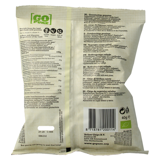 Go Pure Chips groente bio 40 Gram