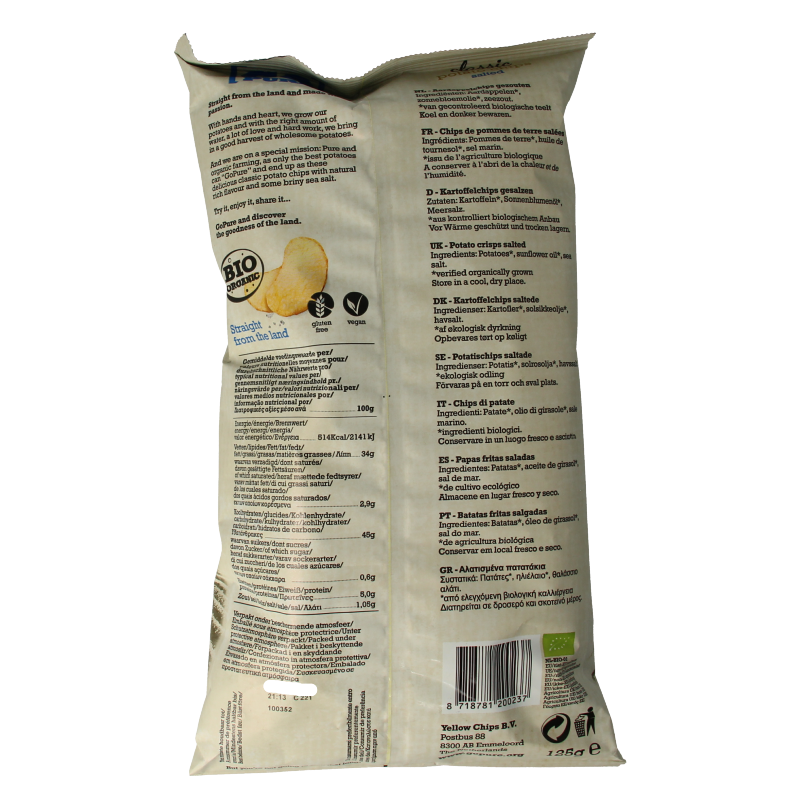Go Pure Chips naturel gezouten bio 125 Gram