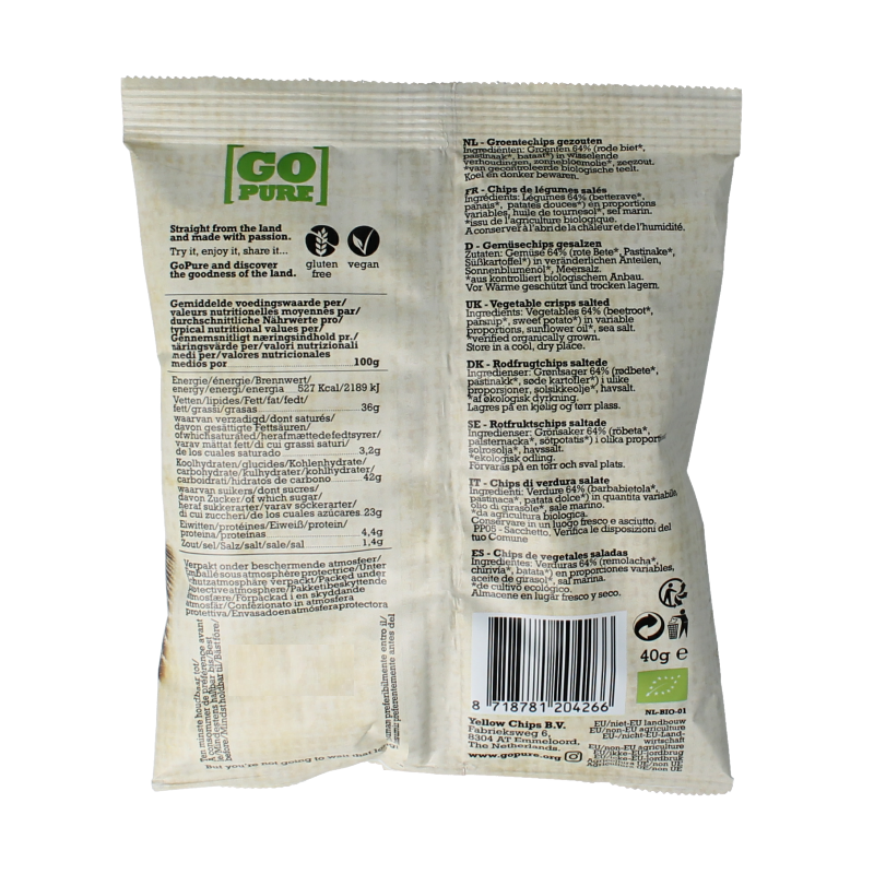 Go Pure Chips groente bio 40 Gram