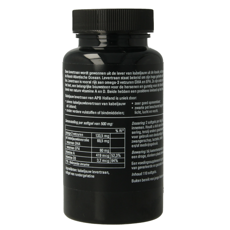 APB Holland Levertraan kabeljauw puur 500mg 100 Softgels
