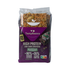 TastyBasics Less carb-high protein crackers maanzaad 200.00 Gram