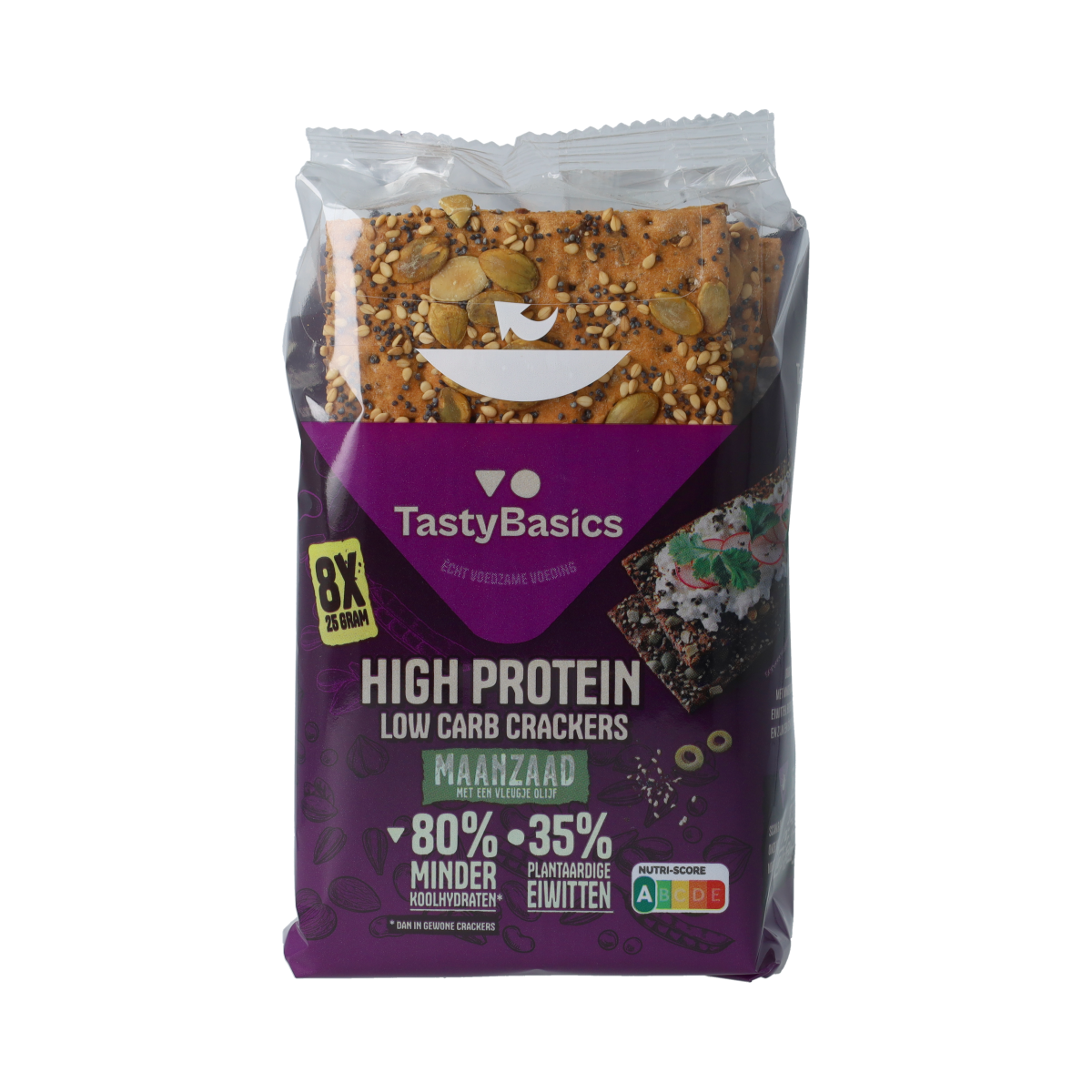 TastyBasics Less carb-high protein crackers maanzaad 200.00 Gram