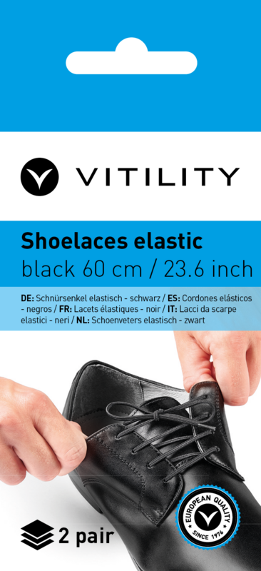 Vitility Schoenveters elastisch zwart 60cm 4.00 Stuks
