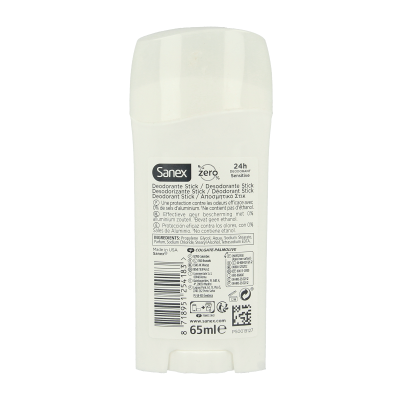 Sanex Deodorant stick zero % sensitive 65 Milliliter