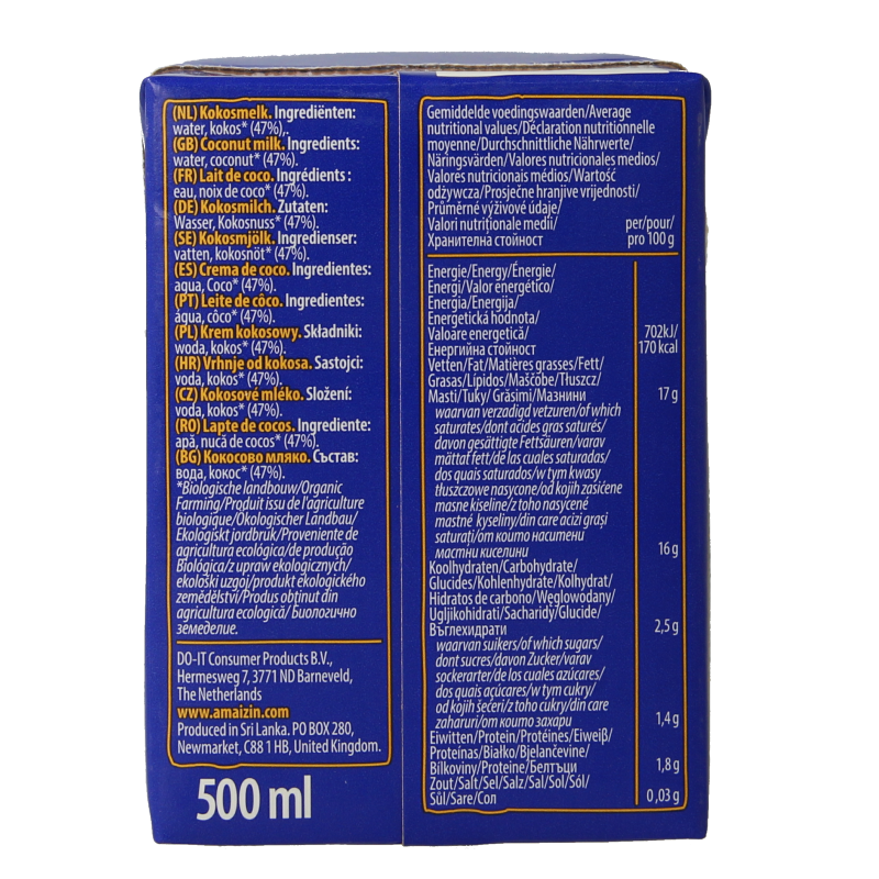 Amaizin Kokosmelk bio 500 Milliliter