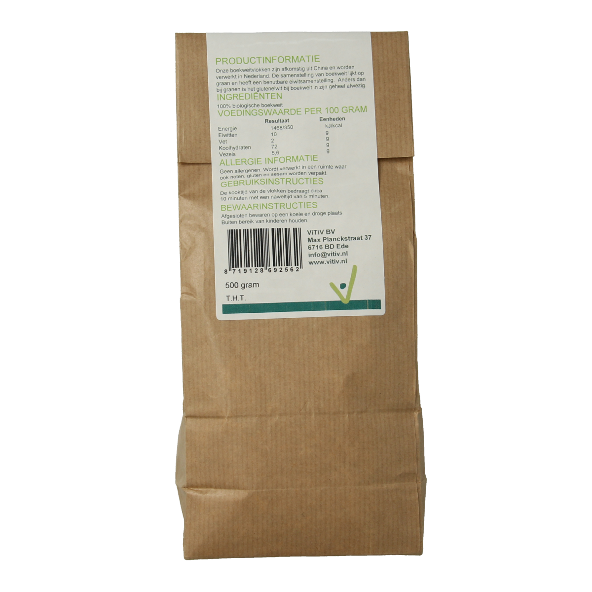 Vitiv Boekweitvlokken bio 500.00 Gram