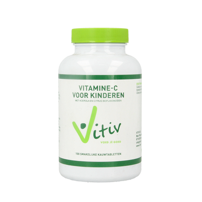 Vitiv Kinder vitamine C zuurvrij 120mg 100.00 Kauwtabletten