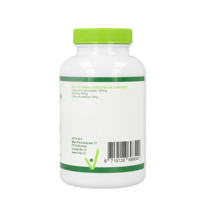 Vitiv Kinder vitamine C zuurvrij 120mg 100.00 Kauwtabletten