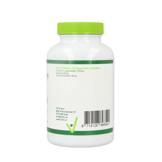 Vitiv Kinder vitamine C zuurvrij 120mg 100.00 Kauwtabletten