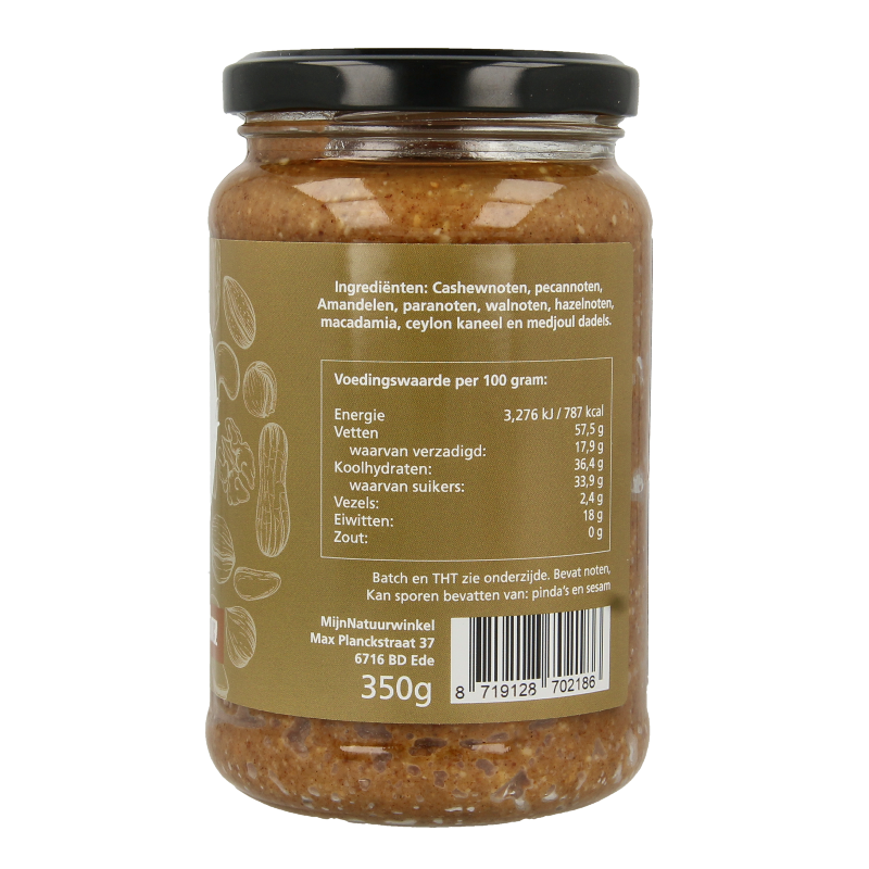 MijnNatuurwinkel Notenpasta dadel kaneel gemengd 350 Gram