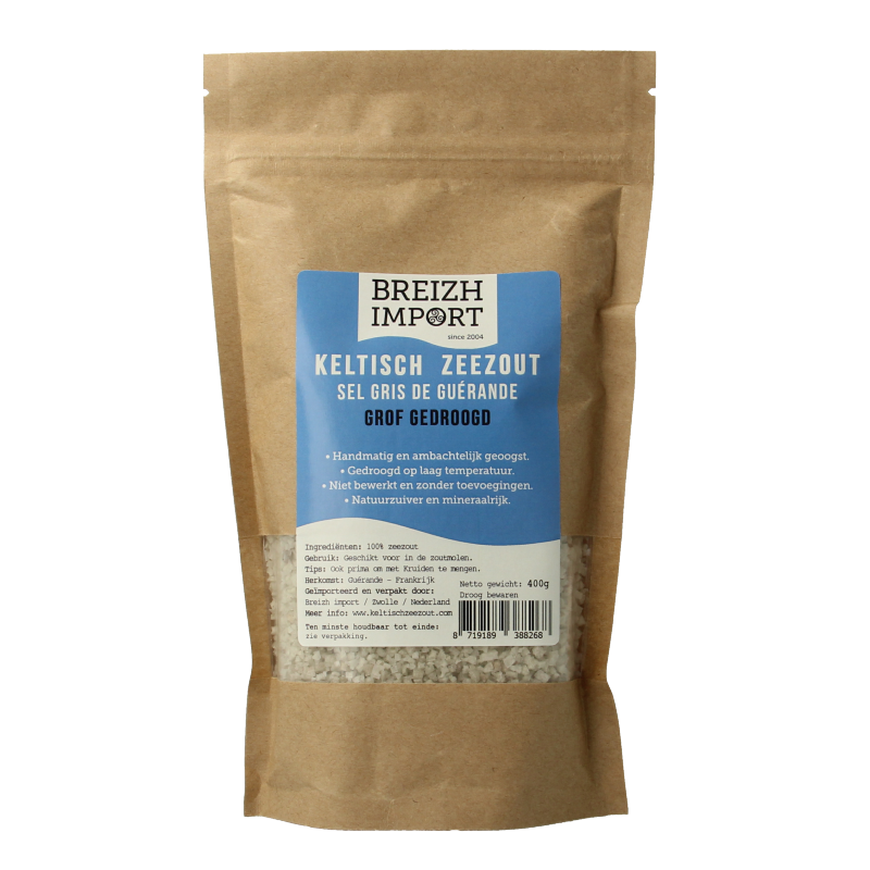 Breizh Import Grof Keltisch zeezout gedroogd (navulzak) 400 Gram