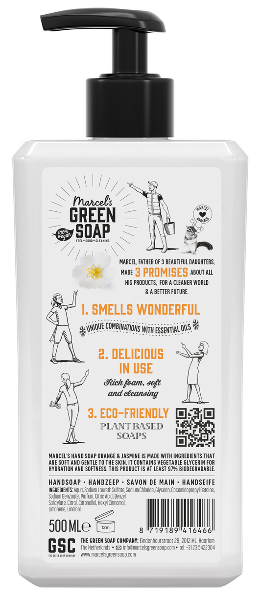 Marcel's Green Soap Handzeep sinaasappel & jasmijn 500 Milliliter