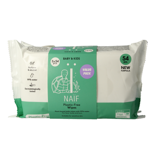 Naif Baby & kids plastic-free wipes 3-pack 3 Stuks