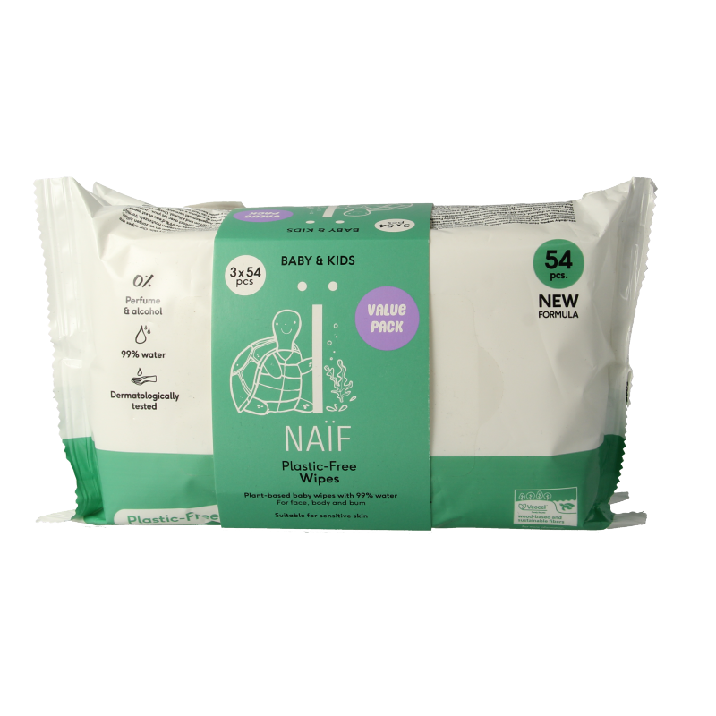 Naif Baby & kids plastic-free wipes 3-pack 3 Stuks