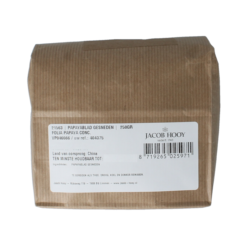 Jacob Hooy Papayablad gesneden 250 Gram