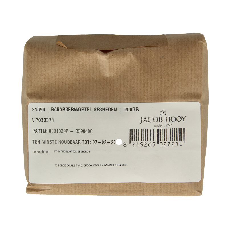 Jacob Hooy Rabarberwortel gesneden 250 Gram