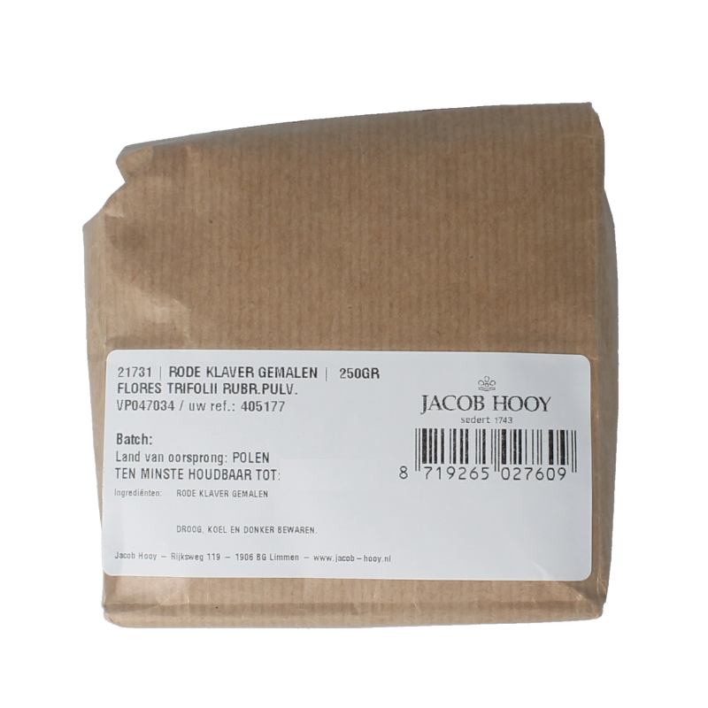 Jacob Hooy Rode klaver gemalen 250 Gram
