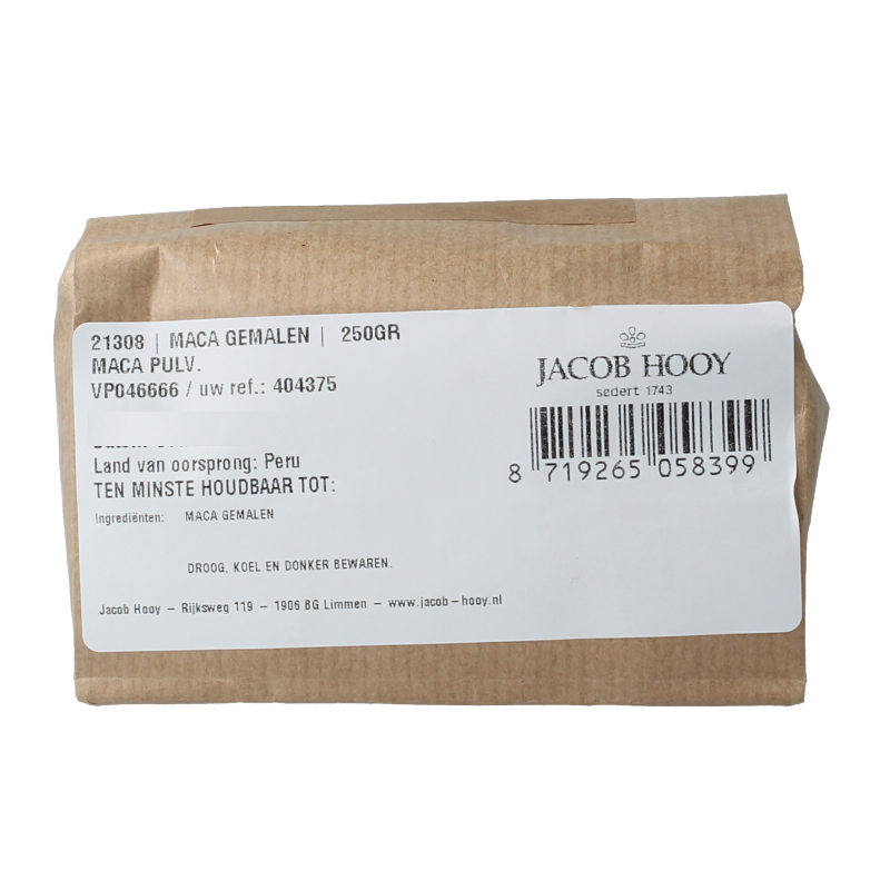 Jacob Hooy Maca gemalen 250 Gram