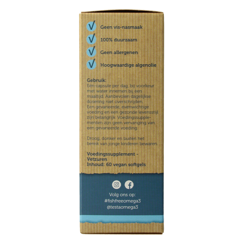 Testa Omega 3 algenolie 325mg DHA + 150mg EPA vegan 60 Vegetarische capsules