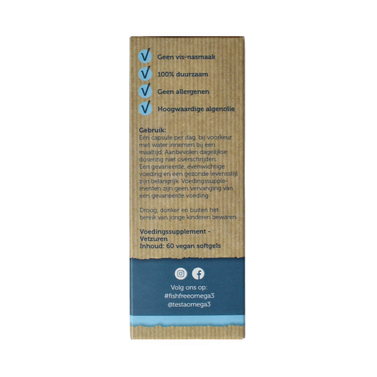 Testa Omega 3 algenolie 300mg DHA + 150mg EPA vegan 60 Vegetarische capsules