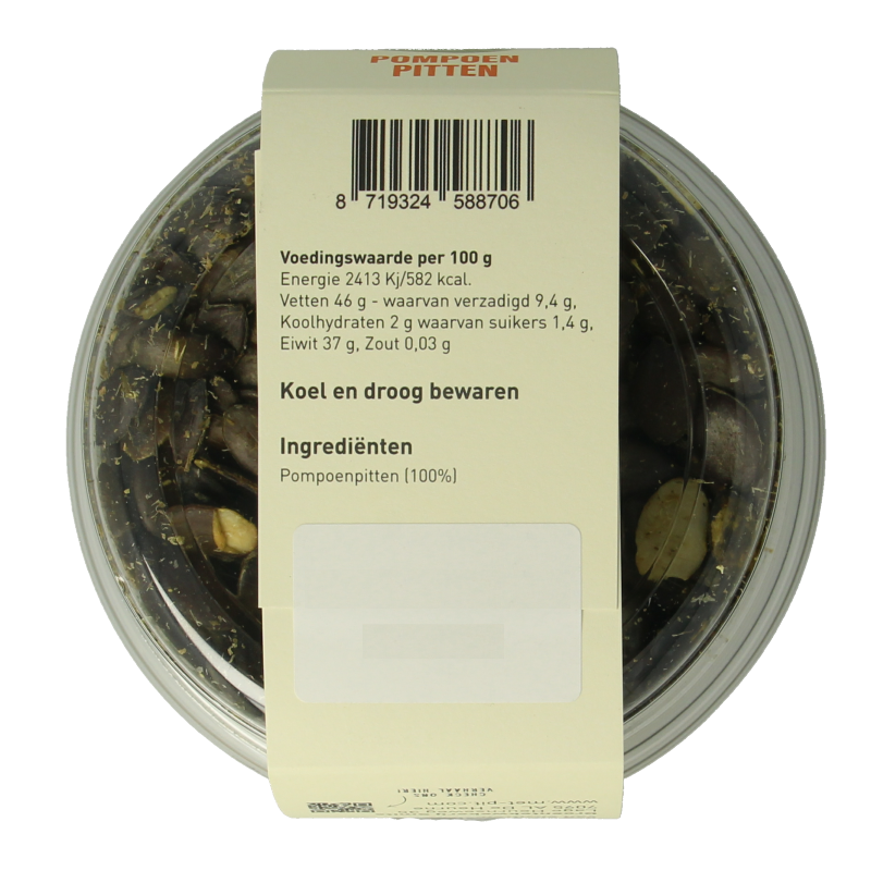 Met PIT Pompoenpitten geroosterd 150 Gram