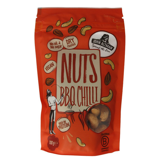 John Altman Dry roasted mixed nuts BBQ chilli 100 Gram