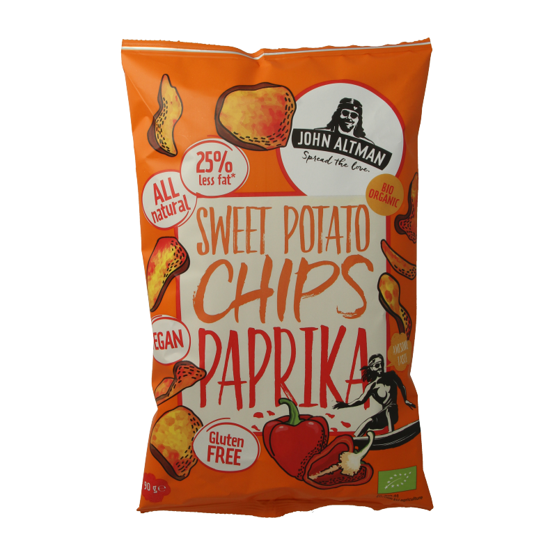 John Altman Zoete aardappel chips paprika bio 90 Gram