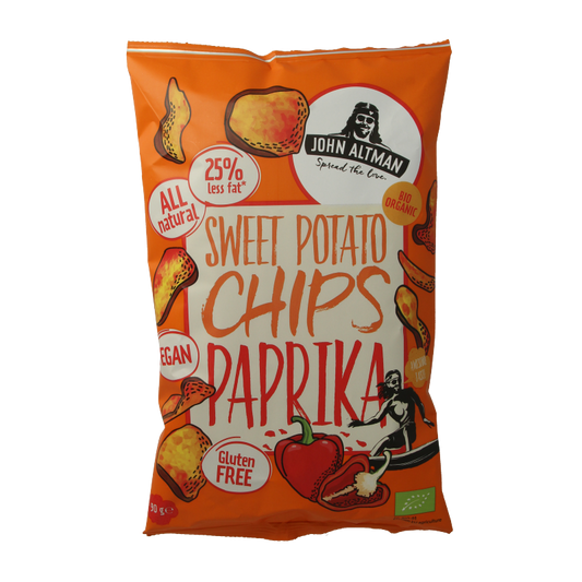 John Altman Zoete aardappel chips paprika bio 90 Gram
