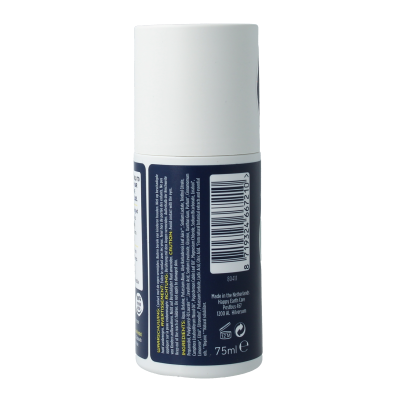 Happy Earth Pure deodorant roll-on men protect 75 Milliliter