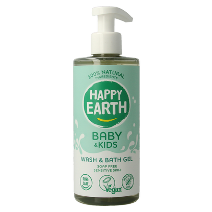 Happy Earth Was & badgel zeepvrij baby & kids 300.00 Milliliter