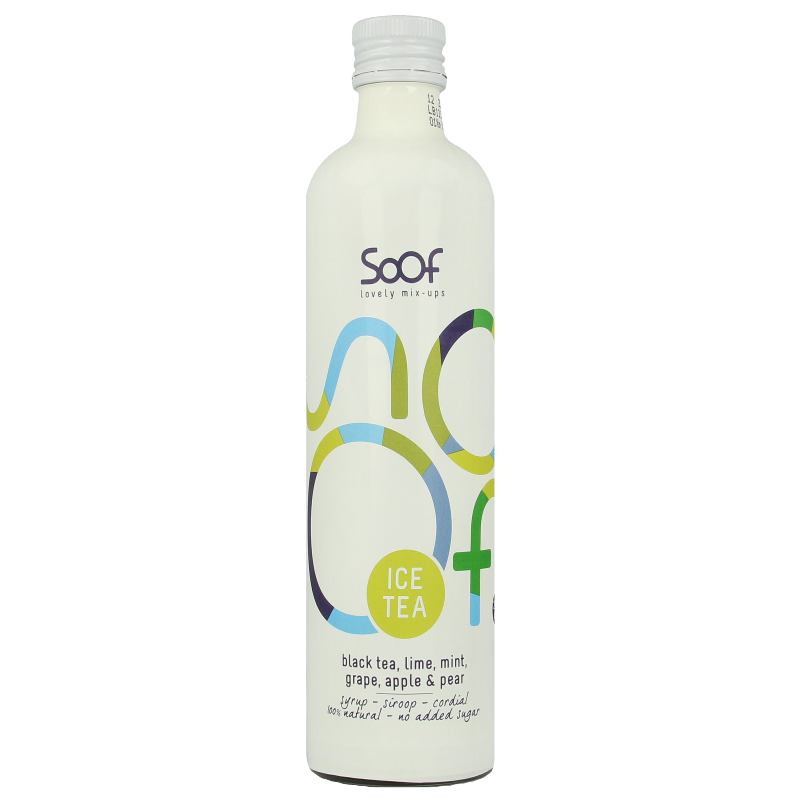 Soof Drinks Siroop zwarte thee limoen & munt 340 Milliliter