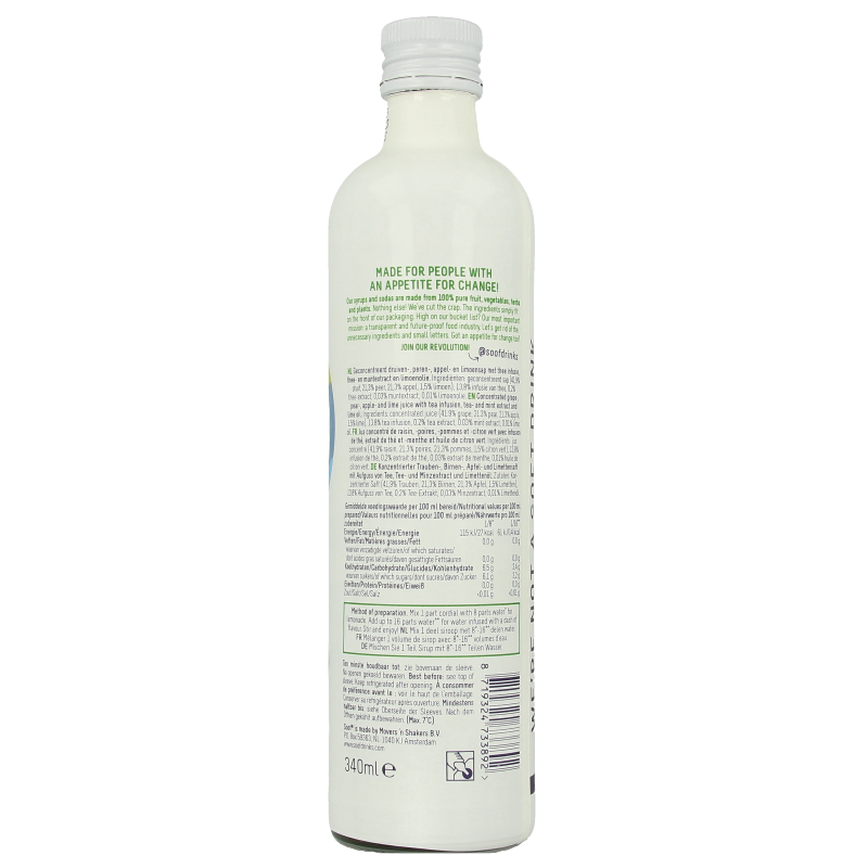 Soof Drinks Siroop zwarte thee limoen & munt 340 Milliliter